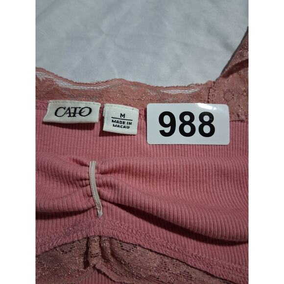 Y2K Cato Womens sz Medium Lace Romantic Grunge Coquette Dainty Ribbed Tank Top - Picture 7 of 14